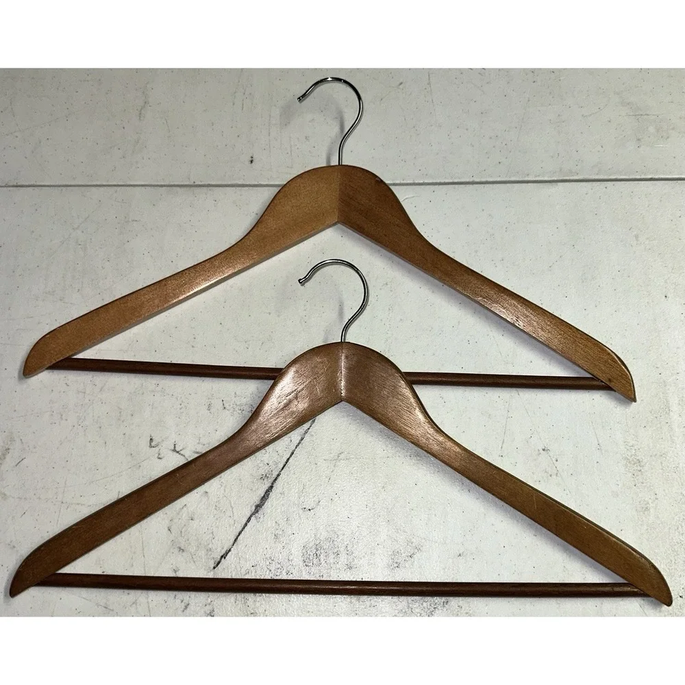 Vintage Set Of 2 Wooden Hangers Clothing‎ Suit Dress Clothes